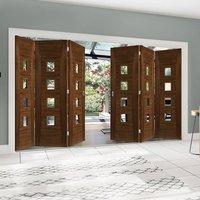 Thrufold Pamplona Walnut 3+3 Folding Door - Clear Glass - Prefinished