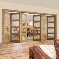 Thrufold Coventry Shaker Oak 3+3 Folding Door - Clear Glass - Unfinished