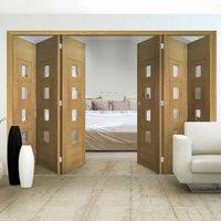 thrufold pamplona oak flush 33 folding door clear glass prefinished