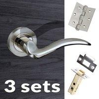 Three Pack Valencia Mediterranean Lever On Rose - Satin Nickel Handle