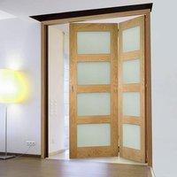 Thrufold Coventry Shaker Oak 2+0 Folding Door - Frosted Glass - Unfinished