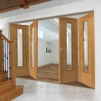 thrufold emral oak 22 folding door clear glass prefinished