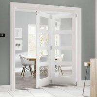 Thrufold Coventry Shaker 2+0 Folding Door - Clear Glass - White Primed