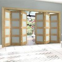 Thrufold Coventry Shaker Oak 3+3 Folding Door - Frosted Glass - Unfinished