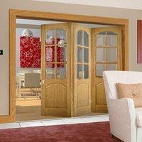 Thrufold Louis Oak 3+0 Folding Door - Clear Bevelled Glass - Unfinished