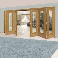 Thrufold Minerva Oak 3+3 Folding Door - Bevelled Clear Glass - Prefinished