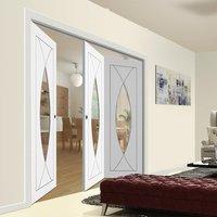 thrufold pesaro flush 21 folding door clear glass white primed