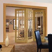 Thrufold Kerry Oak 3+0 Folding Door - Bevelled Clear Glass - Unfinished