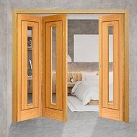 thrufold spencer oak 21 folding door clear glass prefinished