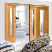 Thrufold Arcos Oak 2+1 Folding Door - Clear Glass - Prefinished