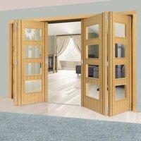 Thrufold Blenheim Oak 2+2 Folding Door - Clear Glass - Prefinished