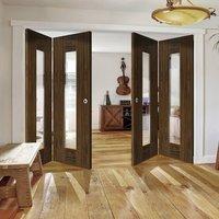 Thrufold Axis Shaker Walnut 2+2 Folding Door - Clear Glass - Prefinished