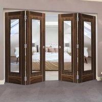 Thrufold Valcor Walnut 2+2 Folding Door - Clear Glass - Prefinished