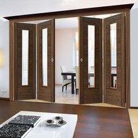 Thrufold Emral Walnut 2+2 Folding Door With Clear Safety Glass - Pre-finished