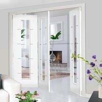 Thrufold Eco Blanco Satin White 2+1 Folding Door - Clear Glass - Prefinished