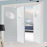 Thrufold Oriole White 2+1 Folding Door - Clear Glass