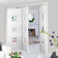 Thrufold Ripple White 2+1 Folding Door - Clear Glass