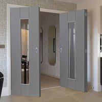 Thrufold Nuance Ardosia Slate Grey Flush 2+1 Folding Door - Clear Safety Glass, Pre-finished