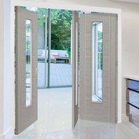 Thrufold Laminates Lava Painted 2+1 Folding Door - Clear Safety Glass is Prefinished