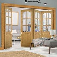 Thrufold Louis Oak 3+1 Folding Door - Clear Bevelled Glass - Unfinished