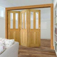 Thrufold Eton Oak 3+0 Folding Door - Clear Glass - Unfinished