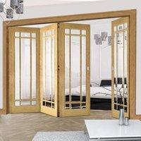 Thrufold Kerry Oak 3+1 Folding Door - Bevelled Clear Glass - Unfinished