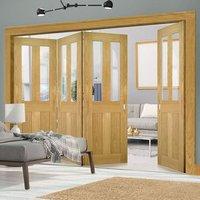 Thrufold Eton Oak 3+1 Folding Door - Clear Glass - Unfinished