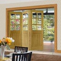 Thrufold Ely Oak 3+0 Folding Door - Clear Bevelled Glass -Unfinished