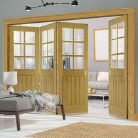 Thrufold Ely Oak 3+1 Folding Door - Clear Bevelled Glass -Unfinished