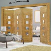 thrufold pamplona oak flush 31 folding door clear glass prefinished