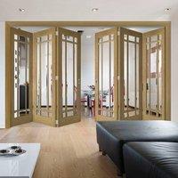 Thrufold Louis Oak 3+3 Folding Door - Clear Bevelled Glass - Unfinished