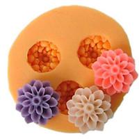 three cell small flower silicone mold fondant molds sugar craft tools  ...