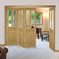 thrufold bury oak 31 folding door clear bevelled glass prefinished