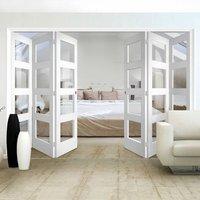 Thrufold Coventry Shaker 3+3 Folding Door - Clear Glass - White Primed