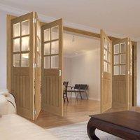 Thrufold Ely Oak 3+3 Folding Door - Clear Bevelled Glass -Unfinished