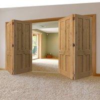 Thrufold Rustic Oak Shaker 4 Panel 2+2 Folding Door - Prefinished