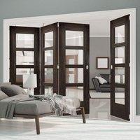 Thrufold Montreal Dark Grey Ash 3+1 Folding Door - Clear Glass - Prefinished