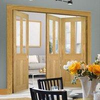 Thrufold Eton Oak 2+1 Folding Door - Clear Glass - Unfinished