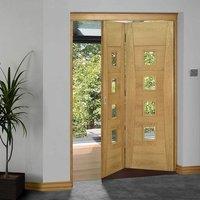 thrufold pamplona oak flush 20 folding door clear glass prefinished