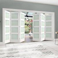 Thrufold Coventry Shaker 3+3 Folding Door - Frosted Glass - White Primed