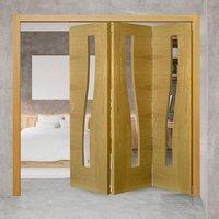 Thrufold Cadiz Oak 3+0 Folding Door - Clear Glass - Prefinished