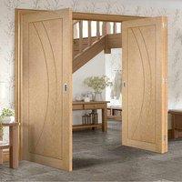 Thrufold Salerno Oak Flush Panel 2+1 Folding Door - Prefinished