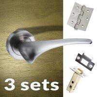 three pack marseille mediterranean lever on rose satin nickel handle