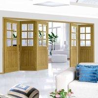 Thrufold Ely Oak 3+2 Folding Door - Clear Bevelled Glass -Unfinished