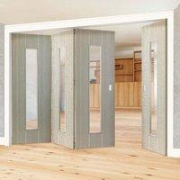 Thrufold Nuance Viridis Cream Flush 3+1 Folding Door - Clear Safety Glass, Pre-finished