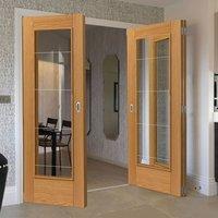 thrufold medina oak 21 folding door clear glass prefinished