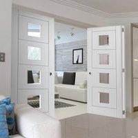 Thrufold Quattro White 2+1 Folding Door - Clear Glass