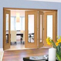 Thrufold Minerva Oak 3+1 Folding Door - Bevelled Clear Glass - Prefinished