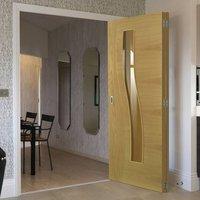 thrufold cadiz oak 20 folding door clear glass prefinished