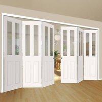 Thrufold Eton Victorian Shaker 3+3 Folding Door - Clear Glass - White Primed